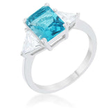 Classic Blue Topaz Rhodium Engagement Ring - JGI - Flyclothing LLC