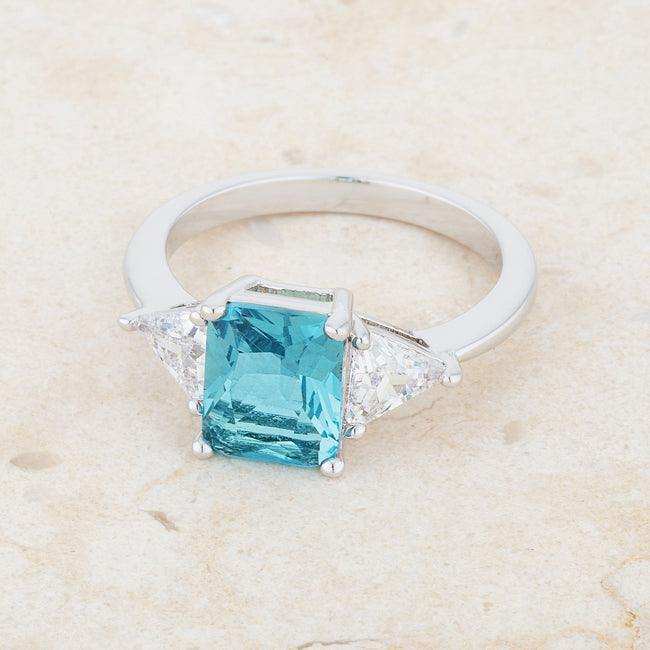 Classic Blue Topaz Rhodium Engagement Ring - JGI - Flyclothing LLC