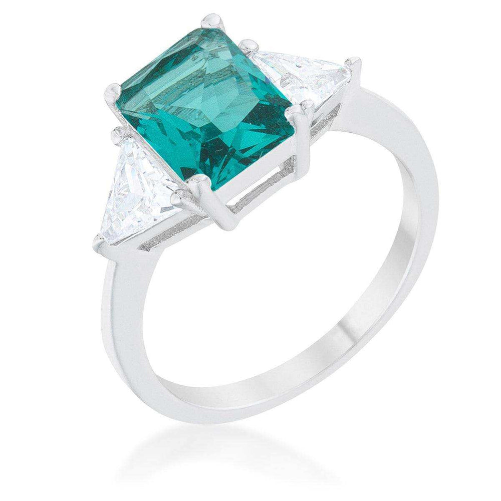 Classic Aqua Rhodium Engagement Ring - JGI - Flyclothing LLC