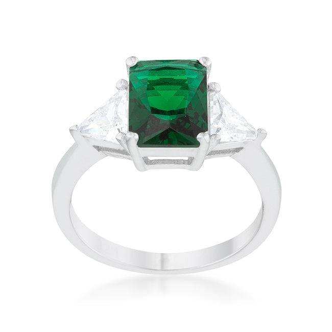 Classic Emerald Rhodium Engagement Ring - JGI - Flyclothing LLC