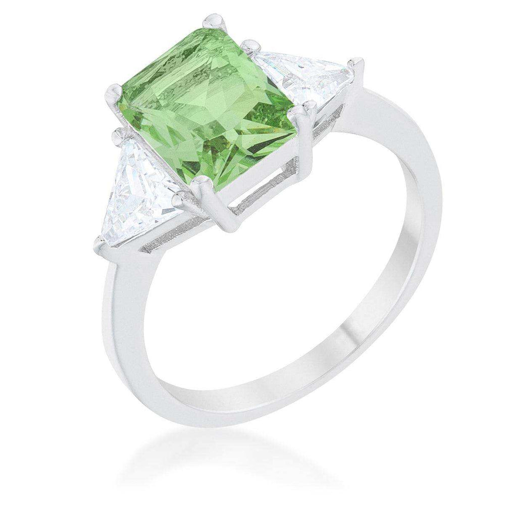 Classic Apple Green Rhodium Engagement Ring - JGI - Flyclothing LLC