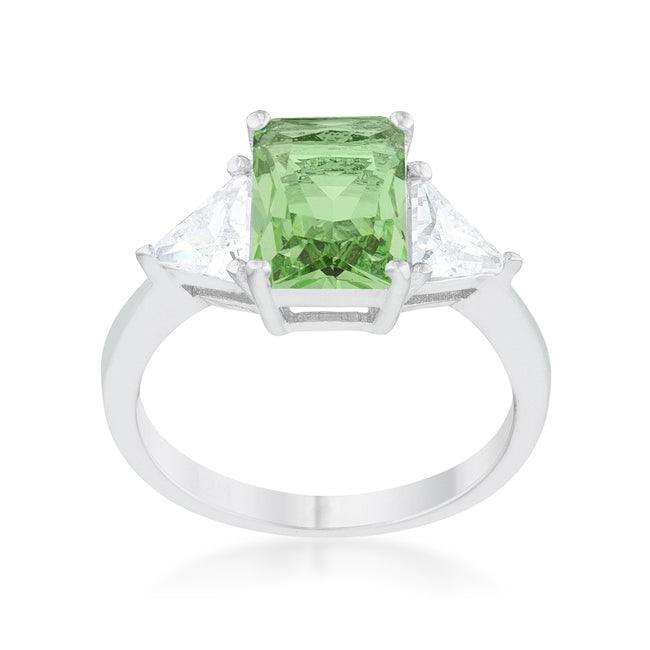 Classic Apple Green Rhodium Engagement Ring - JGI - Flyclothing LLC