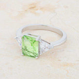 Classic Apple Green Rhodium Engagement Ring - JGI - Flyclothing LLC