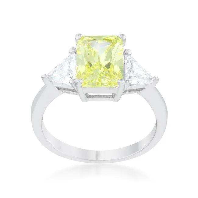 Classic Peridot Rhodium Engagement Ring - JGI - Flyclothing LLC