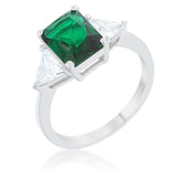 Classic Emerald Green Sterling Silver Engagement Ring - JGI - Flyclothing LLC