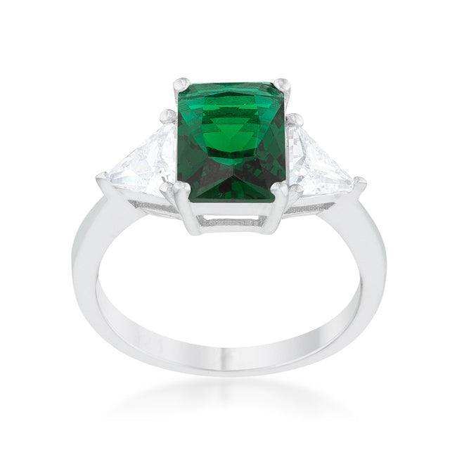 Classic Emerald Green Sterling Silver Engagement Ring - JGI - Flyclothing LLC