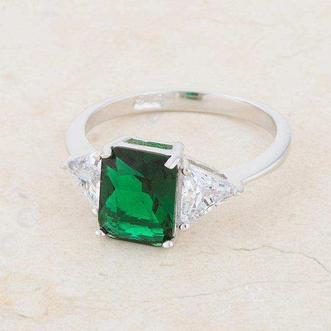 Classic Emerald Green Sterling Silver Engagement Ring - JGI - Flyclothing LLC