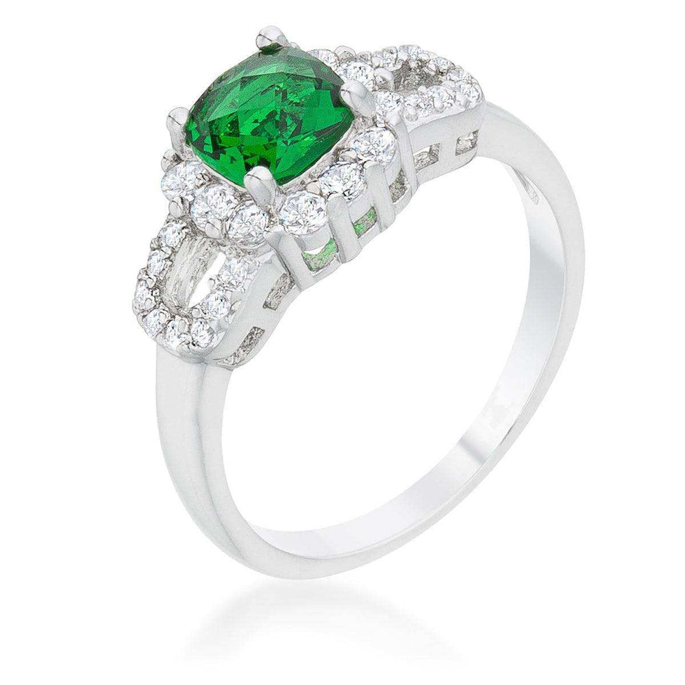Liz 1.1ct Emerald CZ Rhodium Classic Ring - JGI - Flyclothing LLC