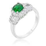 Liz 1.1ct Emerald CZ Rhodium Classic Ring - JGI - Flyclothing LLC