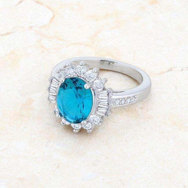 Chrisalee 3ct Aqua CZ Rhodium Classic Ring - JGI - Flyclothing LLC