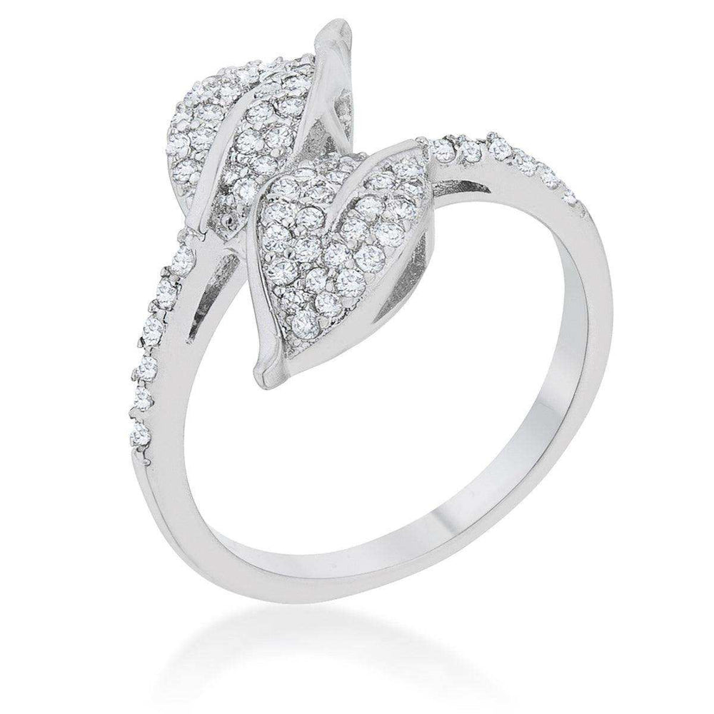Liana 0.1ct CZ Rhodium Leaf Wrap Ring - JGI - Flyclothing LLC