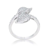 Liana 0.1ct CZ Rhodium Leaf Wrap Ring - JGI - Flyclothing LLC