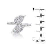 Liana 0.1ct CZ Rhodium Leaf Wrap Ring - JGI - Flyclothing LLC