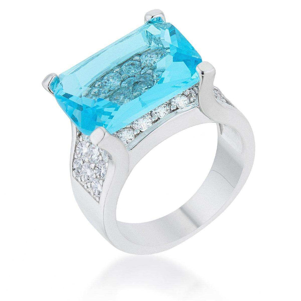 Mina 15.4ct Aqua CZ Rhodium Cocktail Ring - JGI - Flyclothing LLC