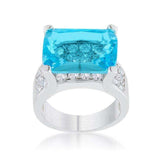 Mina 15.4ct Aqua CZ Rhodium Cocktail Ring - JGI - Flyclothing LLC