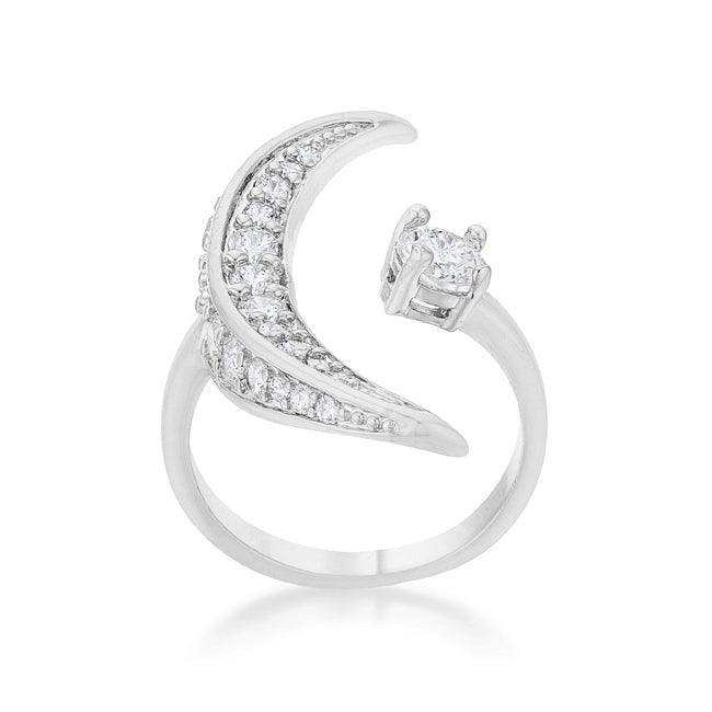 Luna .75ct CZ White Gold Rhodium Delicate Ring - JGI - Flyclothing LLC