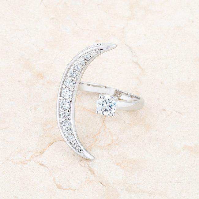 Luna .75ct CZ White Gold Rhodium Delicate Ring - JGI - Flyclothing LLC