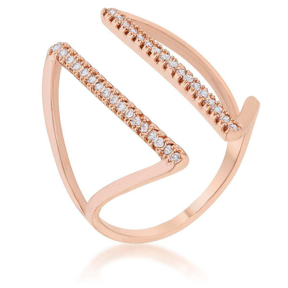 Jena 0.2ct CZ Rose Gold Delicate Parallel Ring - JGI - Flyclothing LLC