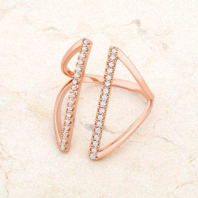 Jena 0.2ct CZ Rose Gold Delicate Parallel Ring - JGI - Flyclothing LLC