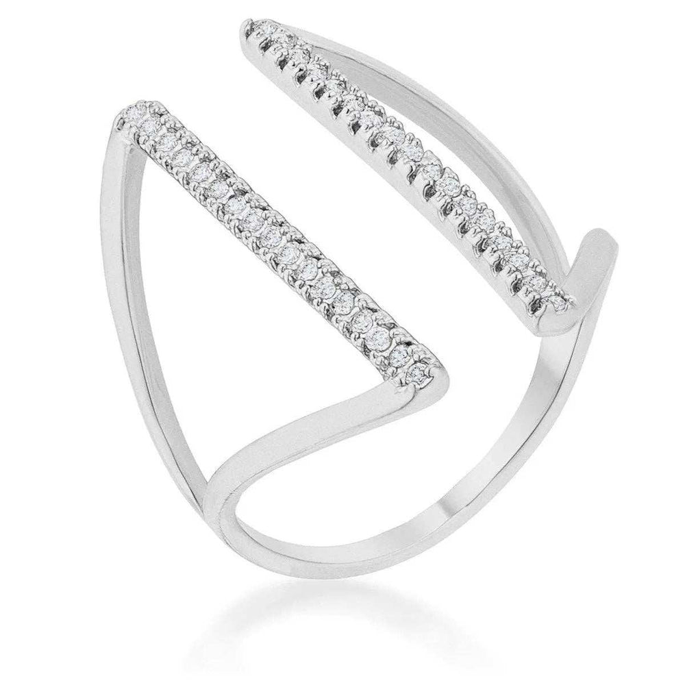 Jena 0.2ct CZ Rhodium Delicate Parallel Ring - JGI - Flyclothing LLC