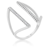 Jena 0.2ct CZ Rhodium Delicate Parallel Ring - JGI - Flyclothing LLC