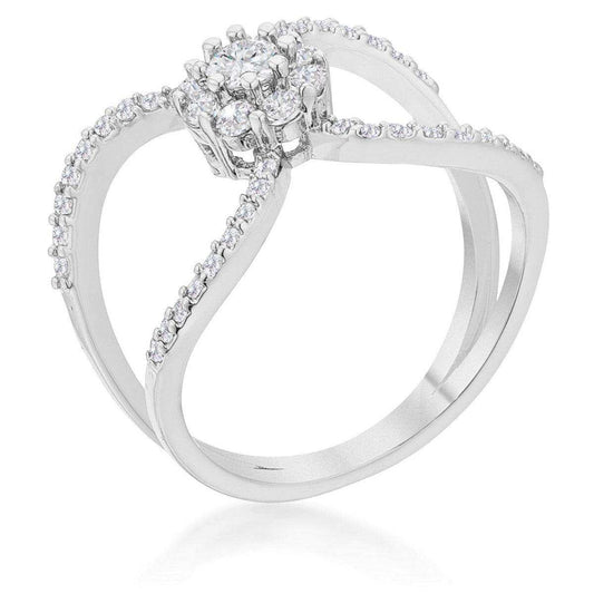 Joyce 0.4ct CZ Rhodium Delicate Floral Wrap Ring - JGI - Flyclothing LLC