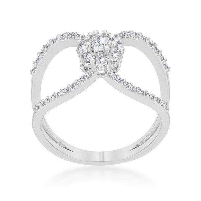 Joyce 0.4ct CZ Rhodium Delicate Floral Wrap Ring - JGI - Flyclothing LLC