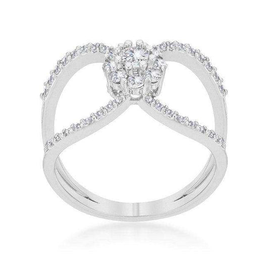 Joyce 0.4ct CZ Rhodium Delicate Floral Wrap Ring - JGI - Flyclothing LLC