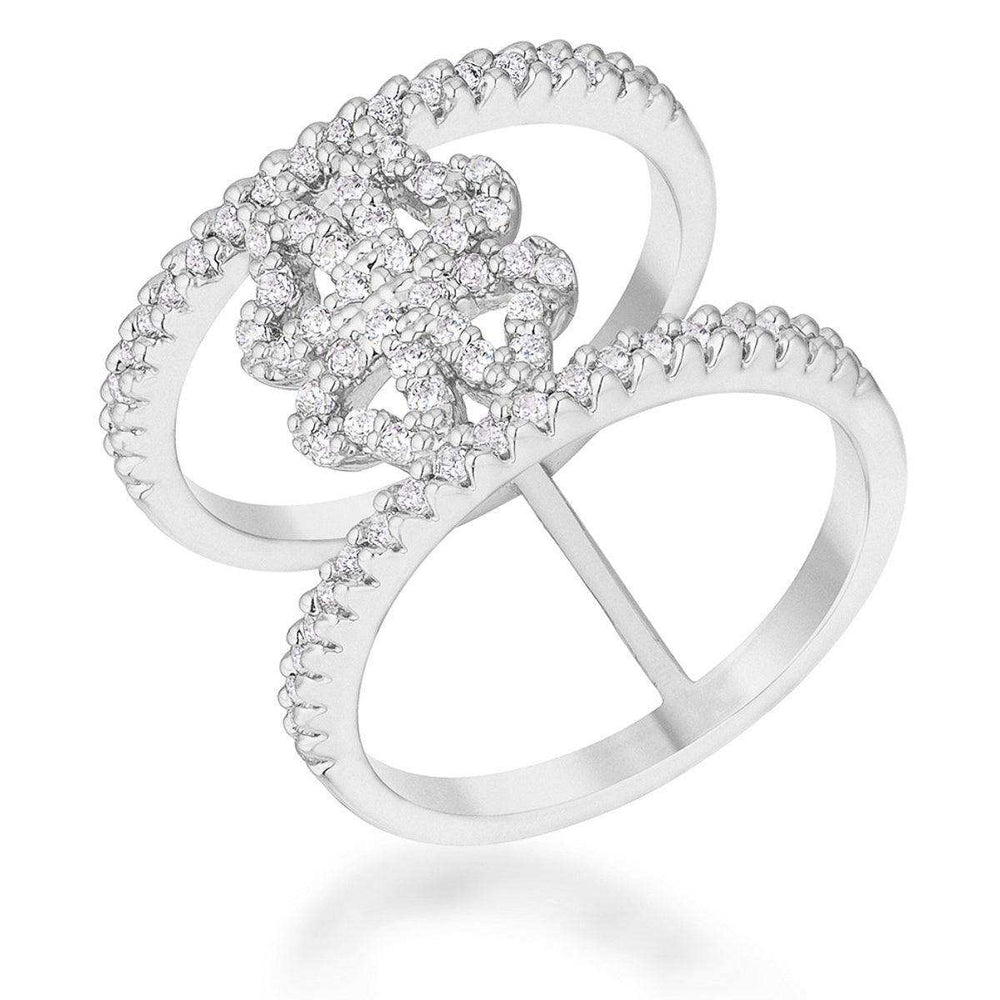Lauren 0.4ct CZ Rhodium Delicate Clover Wrap Ring - JGI - Flyclothing LLC