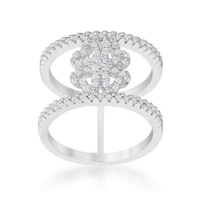 Lauren 0.4ct CZ Rhodium Delicate Clover Wrap Ring - JGI - Flyclothing LLC