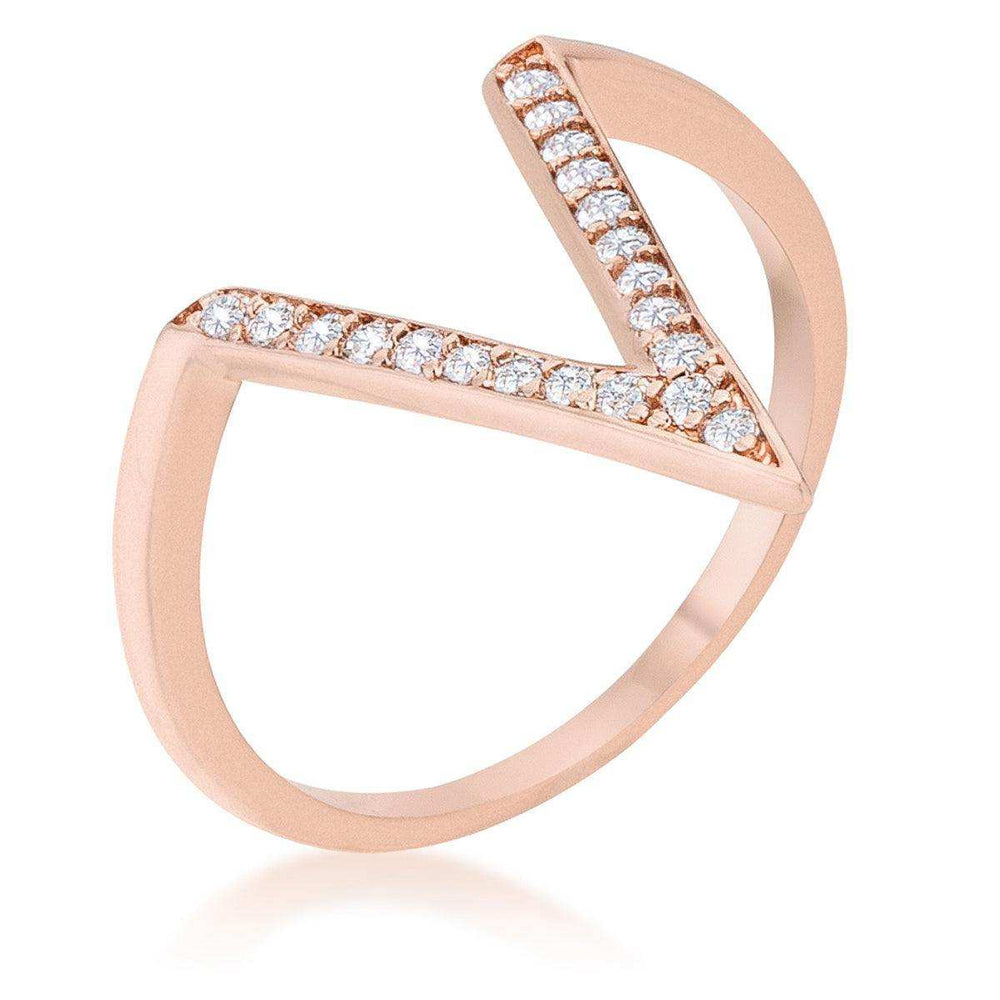 Michelle 0.2ct CZ Rose Gold Delicate V-Shape Ring - JGI - Flyclothing LLC