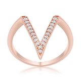 Michelle 0.2ct CZ Rose Gold Delicate V-Shape Ring - JGI - Flyclothing LLC