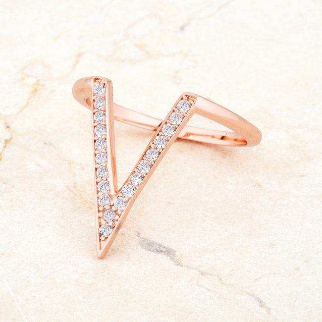 Michelle 0.2ct CZ Rose Gold Delicate V-Shape Ring - JGI - Flyclothing LLC