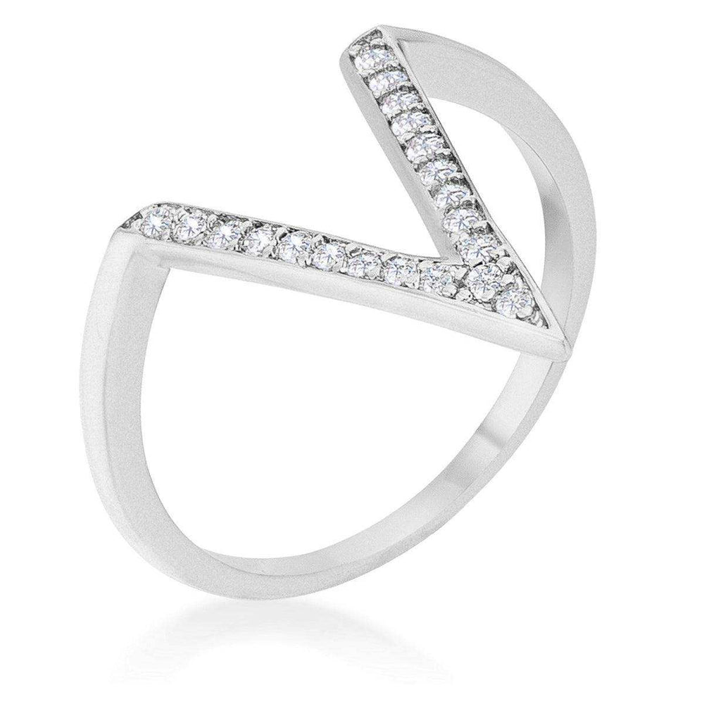 Michelle 0.2ct CZ Rhodium Delicate V-Shape Ring - JGI - Flyclothing LLC