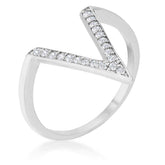 Michelle 0.2ct CZ Rhodium Delicate V-Shape Ring - JGI - Flyclothing LLC