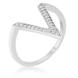 Michelle 0.2ct CZ Rhodium Delicate V-Shape Ring - JGI - Flyclothing LLC