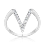 Michelle 0.2ct CZ Rhodium Delicate V-Shape Ring - JGI - Flyclothing LLC