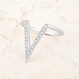 Michelle 0.2ct CZ Rhodium Delicate V-Shape Ring - JGI - Flyclothing LLC