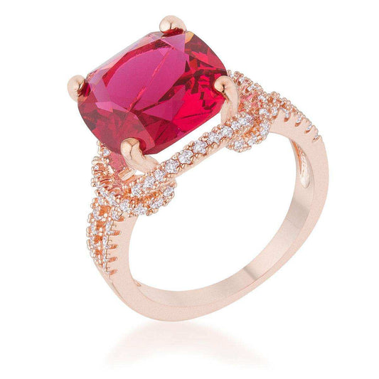 Charlene 6.2ct Ruby CZ Rose Gold Classic Statement Ring - JGI - Flyclothing LLC