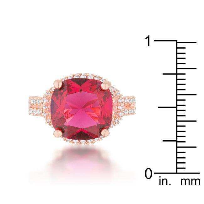 Charlene 6.2ct Ruby CZ Rose Gold Classic Statement Ring - JGI - Flyclothing LLC