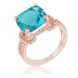 Charlene 6.2ct Aqua CZ Rose Gold Classic Statement Ring - JGI - Flyclothing LLC