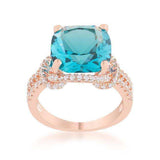 Charlene 6.2ct Aqua CZ Rose Gold Classic Statement Ring - JGI - Flyclothing LLC