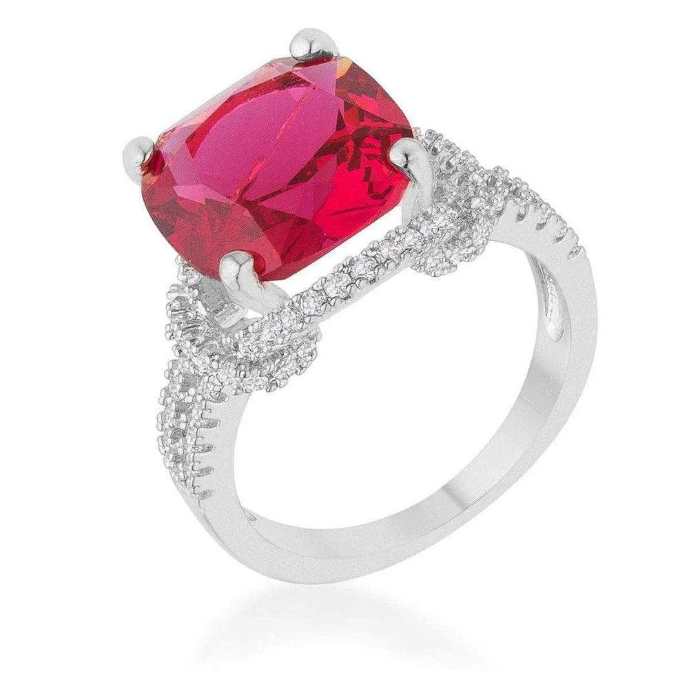 Charlene 6.2ct Ruby CZ Rhodium Classic Statement Ring - JGI - Flyclothing LLC