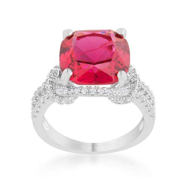 Charlene 6.2ct Ruby CZ Rhodium Classic Statement Ring - JGI - Flyclothing LLC