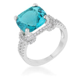 Charlene 6.2ct Aqua CZ Rhodium Classic Statement Ring - JGI - Flyclothing LLC