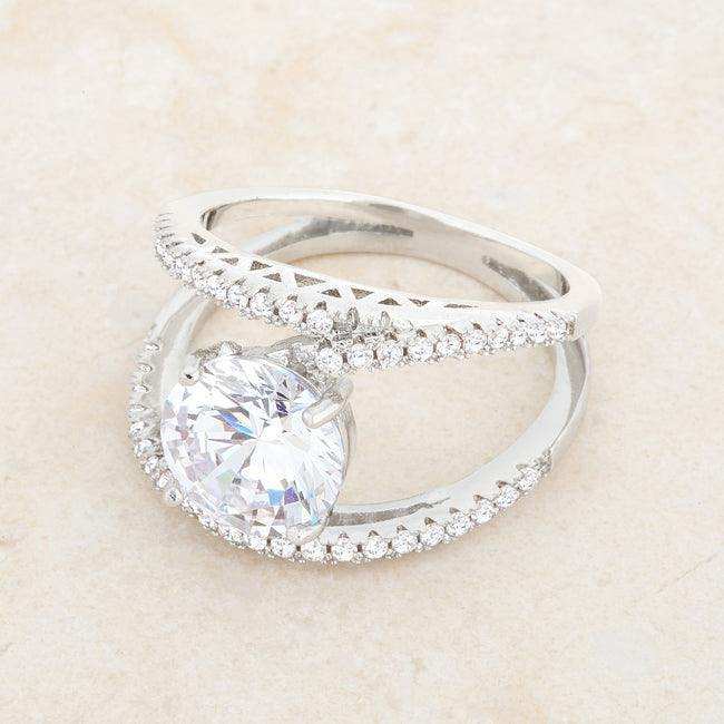Girana 3ct Clear CZ Rhodium Contemporary Ring - JGI - Flyclothing LLC