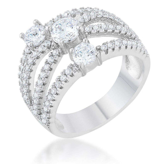 Beatrice 1.8ct CZ Rhodium Statement Ring - JGI - Flyclothing LLC