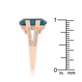Rema 8.6ct Aqua CZ Rose Gold Emerald Classic Cocktail Ring - JGI - Flyclothing LLC