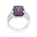 Rema 8.6ct Amethyst CZ Rhodium Emerald Classic Cocktail Ring - JGI - Flyclothing LLC