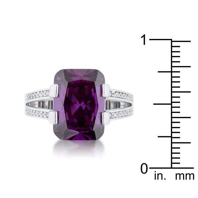 Rema 8.6ct Amethyst CZ Rhodium Emerald Classic Cocktail Ring - JGI - Flyclothing LLC